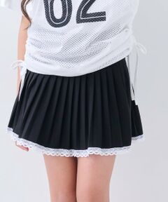 by LOVEiT / バイ ラビット ミニ・ひざ丈スカート | 裾レースティアードプリーツ