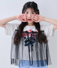 by LOVEiT / バイ ラビット Tシャツ | チュール付きバンドTシャツ