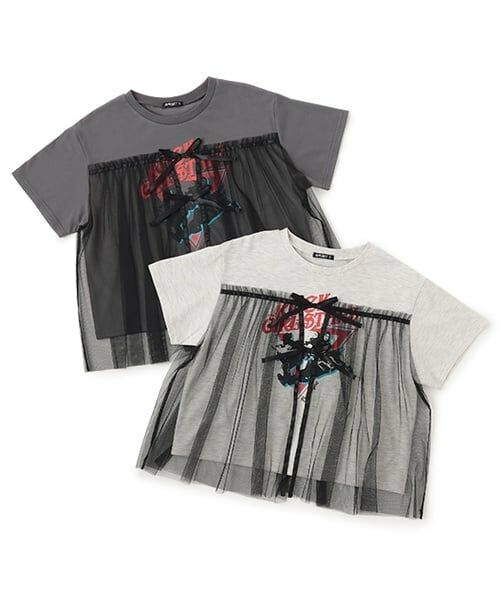 by LOVEiT / バイ ラビット Tシャツ | チュール付きバンドTシャツ | 詳細7