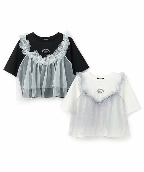 by LOVEiT / バイ ラビット Tシャツ | 【ニコ☆プチ掲載】チュールキャミつきTシャツ | 詳細7