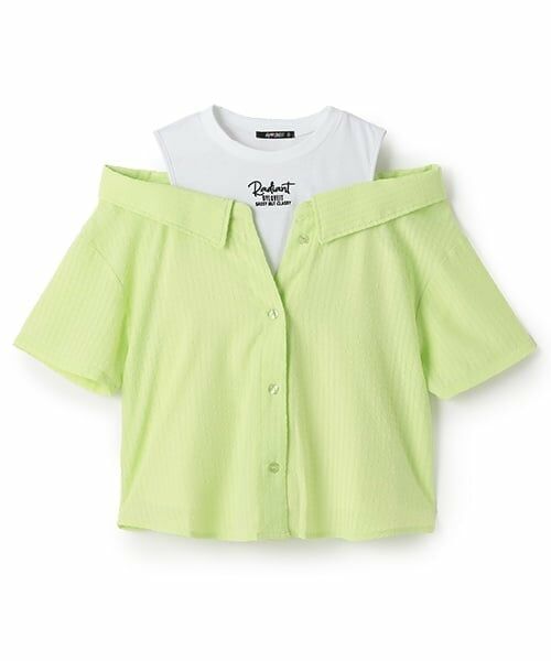 by LOVEiT / バイ ラビット シャツ・ブラウス | レイヤード風シャツ（ライム）