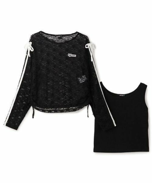 by LOVEiT / バイ ラビット Tシャツ | 【ニコ☆プチ掲載】WリボンレースTシャツセット | 詳細3