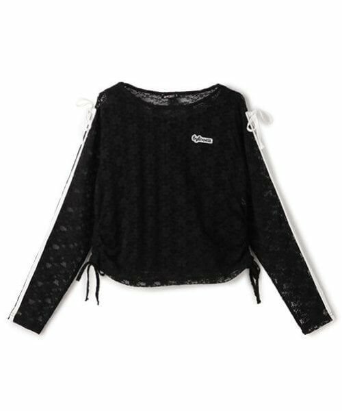 by LOVEiT / バイ ラビット Tシャツ | 【ニコ☆プチ掲載】WリボンレースTシャツセット(黒)