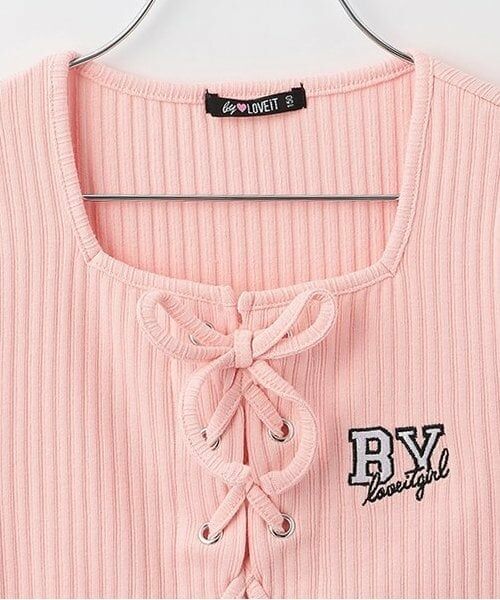 by LOVEiT / バイ ラビット Tシャツ | 【ニコ☆プチ掲載】【大好評につき再入荷】レースアップ半袖プルオーバー | 詳細2