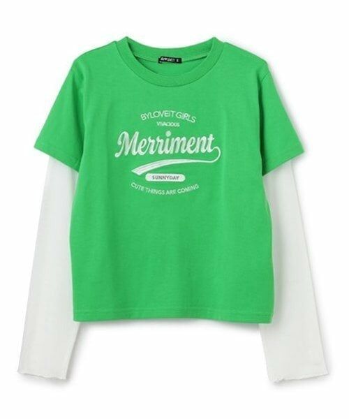 by LOVEiT / バイ ラビット Tシャツ | 【ニコ☆プチ掲載】シアースリーブレイヤード風Tシャツ（グリーン）