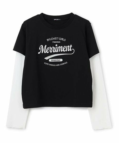 by LOVEiT / バイ ラビット Tシャツ | 【ニコ☆プチ掲載】シアースリーブレイヤード風Tシャツ（黒）