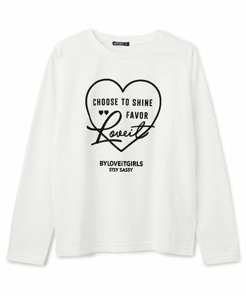 by LOVEiT / バイ ラビット Tシャツ | ハートロングTシャツ（オフ ホワイト）
