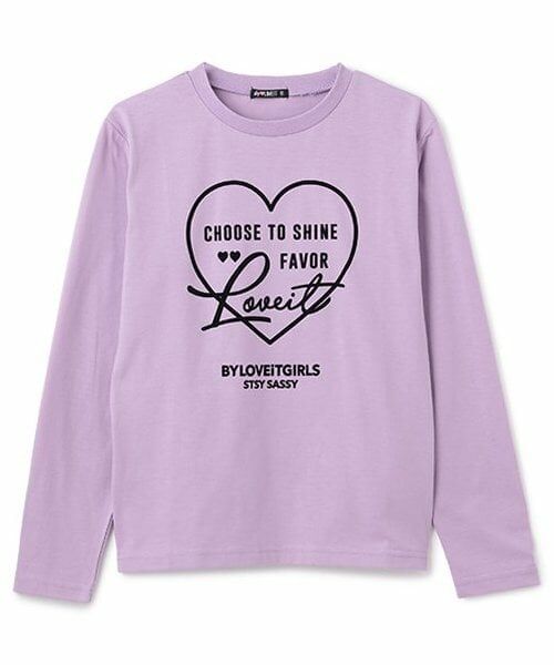 by LOVEiT / バイ ラビット Tシャツ | ハートロングTシャツ（ラベンダー）