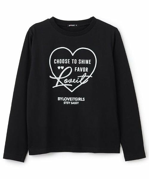 by LOVEiT / バイ ラビット Tシャツ | ハートロングTシャツ（黒）