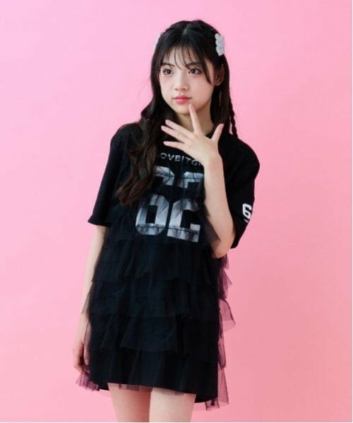 by LOVEiT / バイ ラビット ミニ丈・ひざ丈ワンピース | リメイク風ナンバーワンピース（黒）