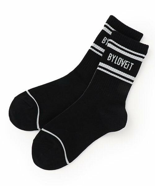 by LOVEiT / バイ ラビット ソックス | ラインクルーソックス（黒）