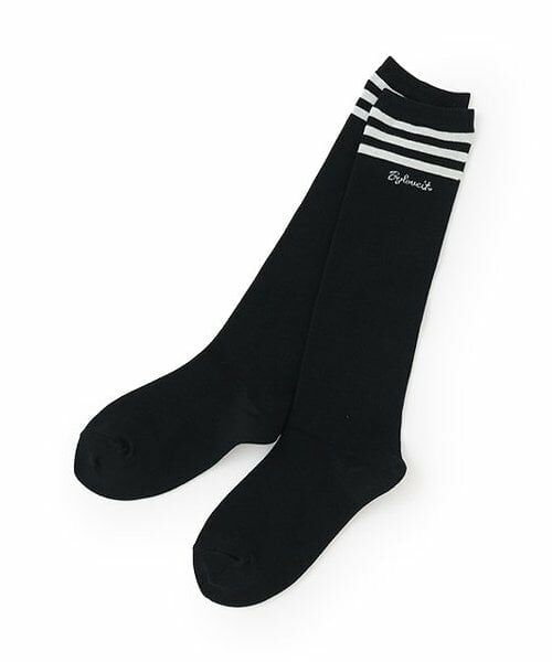 by LOVEiT / バイ ラビット ソックス | ラインハイソックス（黒）