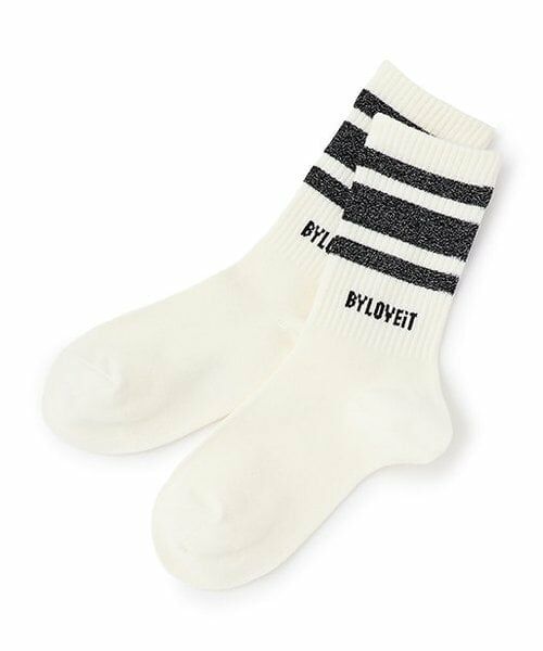 by LOVEiT / バイ ラビット ソックス | ラメラインクルーソックス（黒）