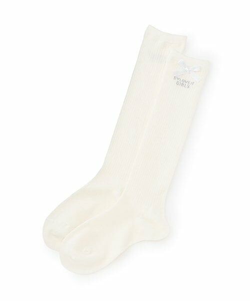 by LOVEiT / バイ ラビット ソックス | リボンつきハイソックス（オフ ホワイト）