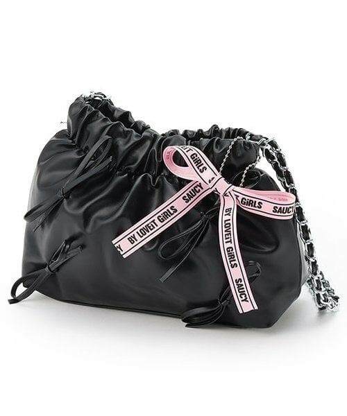 by LOVEiT / バイ ラビット ショルダーバッグ | リボンショルダー（黒）