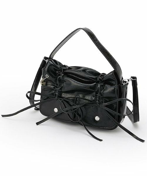 by LOVEiT / バイ ラビット ショルダーバッグ | 【ニコ☆プチ・Cuugal掲載】リボンポケ２ＷＡＹバッグ（黒）