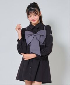 by LOVEiT / バイ ラビット ミニ丈・ひざ丈ワンピース | リボンビスチェつきシャツワンピース