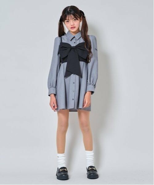 by LOVEiT / バイ ラビット ミニ丈・ひざ丈ワンピース | リボンビスチェつきシャツワンピース | 詳細1