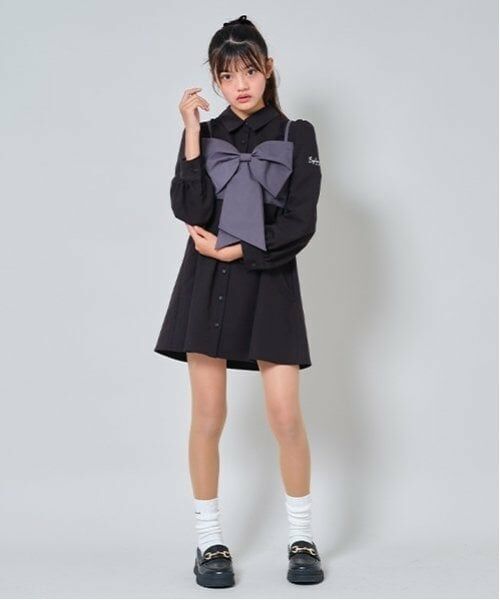 by LOVEiT / バイ ラビット ミニ丈・ひざ丈ワンピース | リボンビスチェつきシャツワンピース | 詳細3