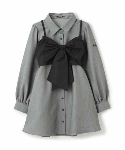 by LOVEiT / バイ ラビット ミニ丈・ひざ丈ワンピース | リボンビスチェつきシャツワンピース | 詳細4