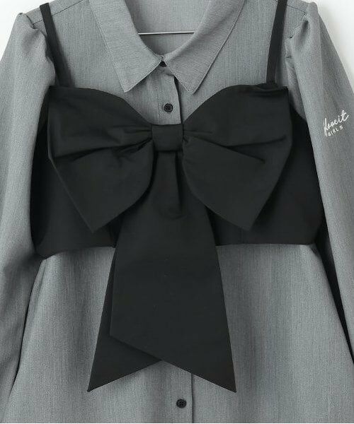 by LOVEiT / バイ ラビット ミニ丈・ひざ丈ワンピース | リボンビスチェ付きシャツワンピース | 詳細5