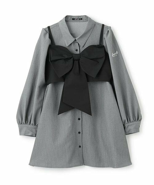 by LOVEiT / バイ ラビット ミニ丈・ひざ丈ワンピース | リボンビスチェ付きシャツワンピース（グレー）