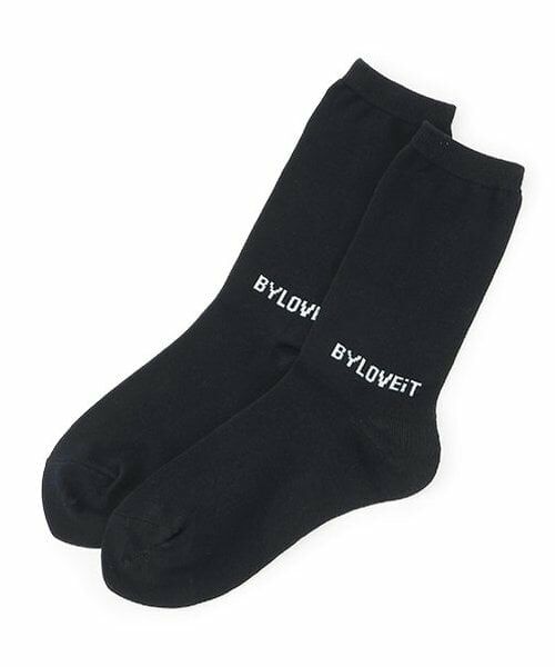 by LOVEiT / バイ ラビット ソックス | ロゴクルーソックス（黒）