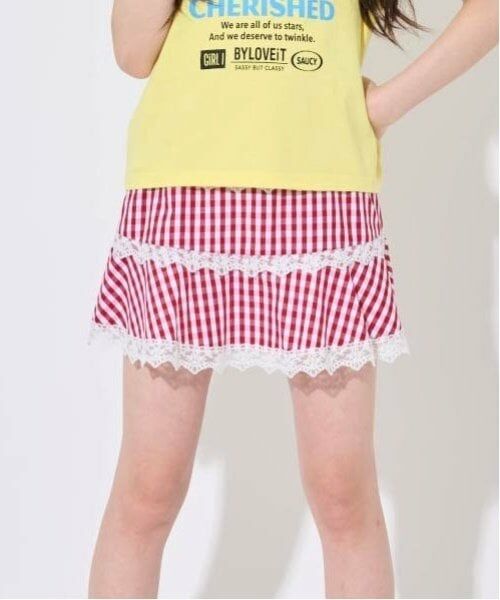 by LOVEiT / バイ ラビット ミニ・ひざ丈スカート | 【大好評につき再入荷】切替フレアスカート(赤)