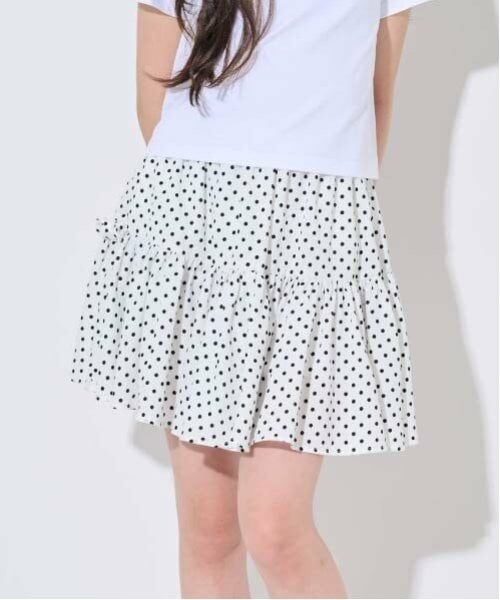 by LOVEiT / バイ ラビット ミニ・ひざ丈スカート | ドットティアードスカート(オフ ホワイト)