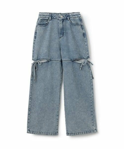 by LOVEiT / バイ ラビット その他パンツ | 【ニコ☆プチ・Cuugal掲載】リボンスリットパンツ（ブルー）