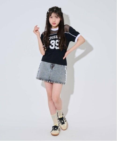 by LOVEiT / バイ ラビット ミニ・ひざ丈スカート | レースポイントスカート(サックス)