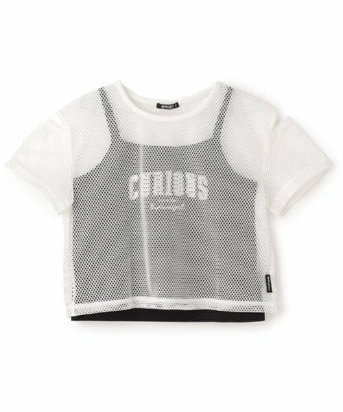 by LOVEiT / バイ ラビット Tシャツ | 【ニコ☆プチ掲載】メッシュTキャミセット（オフ ホワイト）