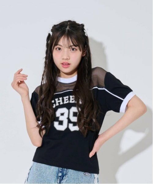 by LOVEiT / バイ ラビット Tシャツ | チュール切替Tシャツ（黒）