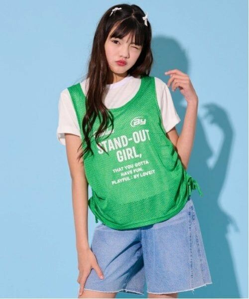 by LOVEiT / バイ ラビット Tシャツ | メッシュロングTシャツセット（グリーン）