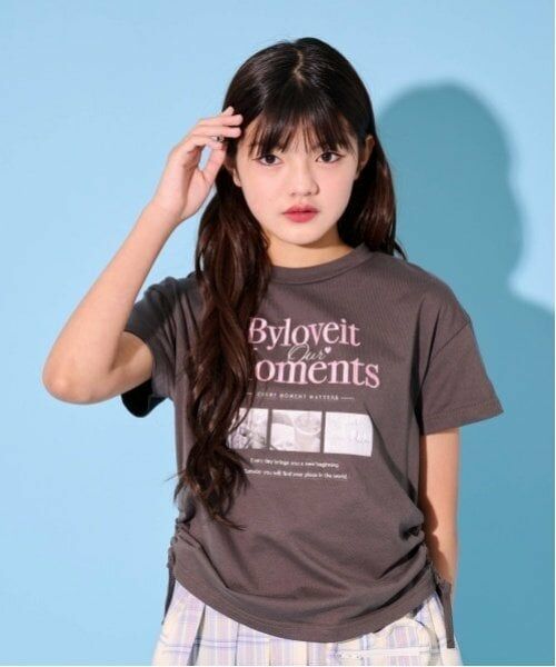 by LOVEiT / バイ ラビット Tシャツ | 【大好評につき再入荷】【ニコ☆プチ掲載】フォトプリントフレンチTシャツ（チャコール）