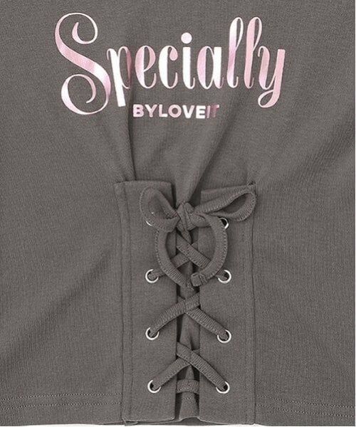 by LOVEiT / バイ ラビット Tシャツ | 【ニコ☆プチ・Cuugal掲載】フロントレースアップＴシャツ | 詳細3