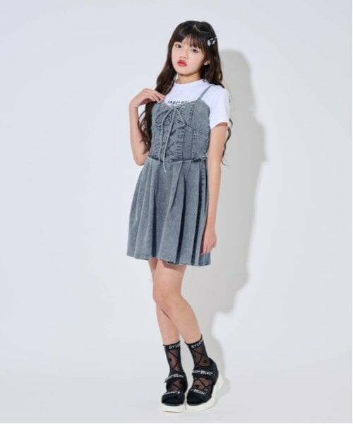 by LOVEiT / バイ ラビット ミニ丈・ひざ丈ワンピース | 【ニコ☆プチ・Cuugal掲載】レースアップワンピース（ブルー）
