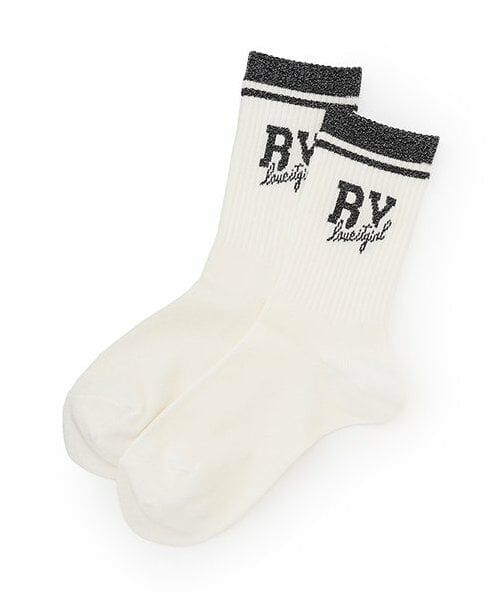 by LOVEiT / バイ ラビット ソックス | ラメロゴクルーソックス（オフ ホワイト）