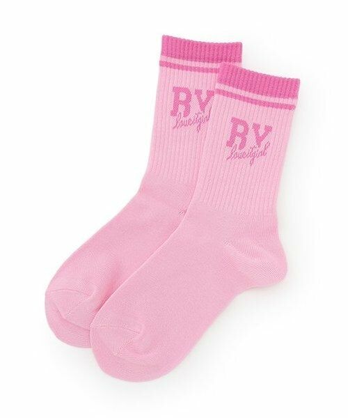 by LOVEiT / バイ ラビット ソックス | ラメロゴクルーソックス（ピンク）