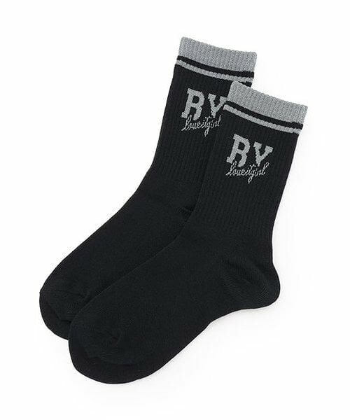 by LOVEiT / バイ ラビット ソックス | ラメロゴクルーソックス（黒）