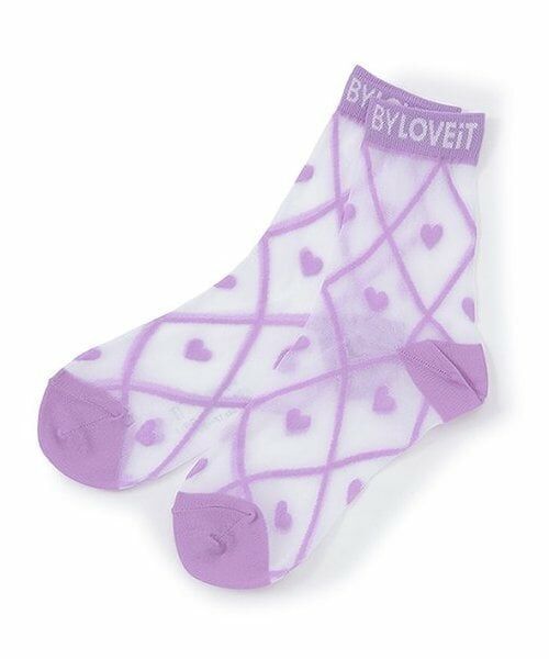 by LOVEiT / バイ ラビット ソックス | シアーハートクルーソックス（ラベンダー）