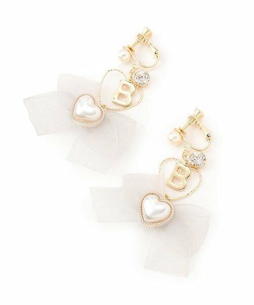 by LOVEiT / バイ ラビット ピアス・イヤリング | ハートリボンイヤリング（グレー）