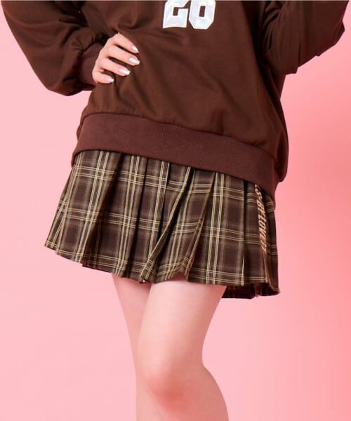 by LOVEiT / バイ ラビット ミニ・ひざ丈スカート | 飾りベルトプリーツスカート（コゲ茶）