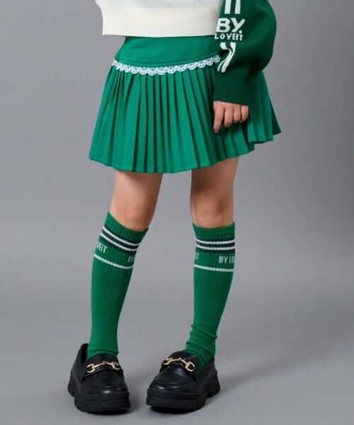 by LOVEiT / バイ ラビット ミニ・ひざ丈スカート | ティアードプリーツスカート（グリーン）