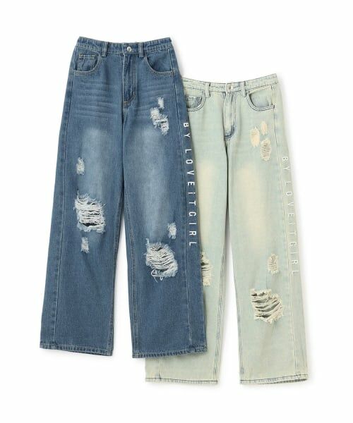 by LOVEiT / バイ ラビット その他パンツ | サイド切り替えダメージデニム | 詳細9