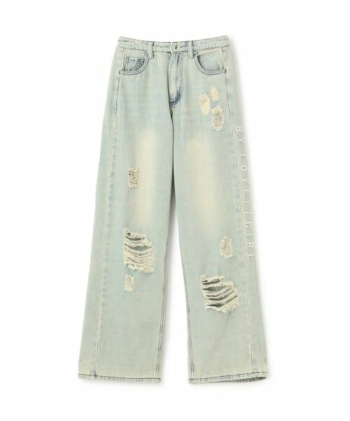 by LOVEiT / バイ ラビット その他パンツ | サイド切り替えダメージデニム(サックス)