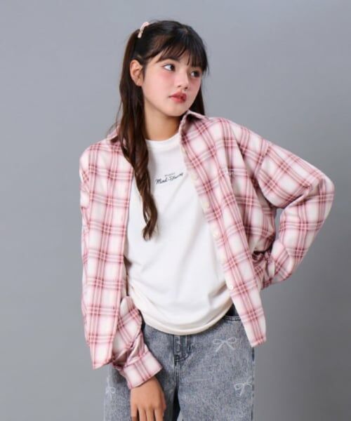 by LOVEiT / バイ ラビット シャツ・ブラウス | チェックルーズシャツ（ピンク）