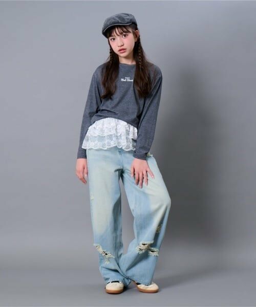 by LOVEiT / バイ ラビット Tシャツ | ミニロゴロング丈Tシャツ | 詳細1