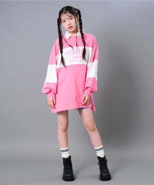 by LOVEiT / バイ ラビット ミニ丈・ひざ丈ワンピース | ラガーワンピース（ピンク）