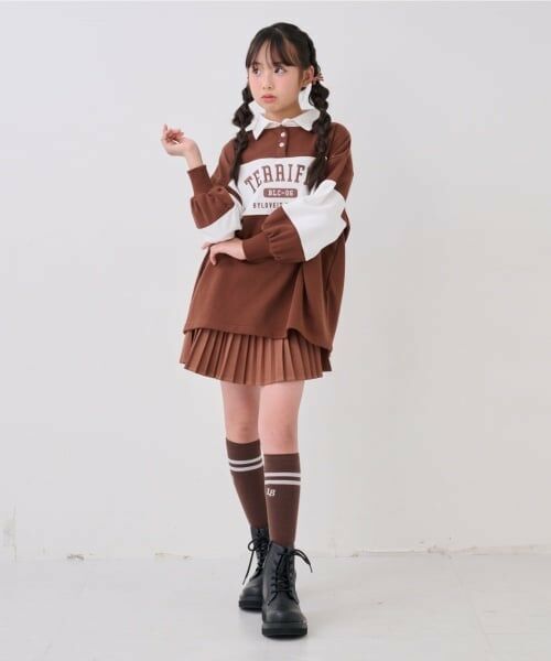 by LOVEiT / バイ ラビット ミニ丈・ひざ丈ワンピース | ラガーワンピース（茶）